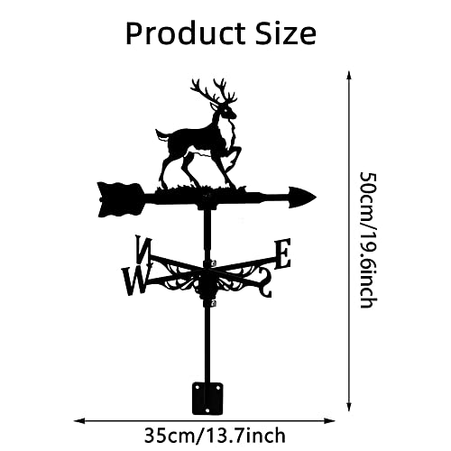 Animal Weathervane Roof Mount, Animal Metal Silhouette, Direction Indicator Ornament, Outdoor Garden Decor, Farmhouse Decorative Metal Wind Vane,Deer #TOP1