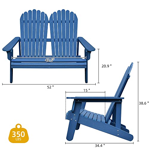 Dwvo Adirondack Chair Outdoor Loveseat, Patio Adirondack Loveseat Bench, High Density Polyethylene Adirondack Chairs For 2 People #TOP2