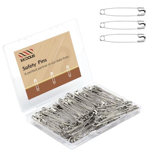 Image of XKDOUS 2.2 Inch Large Safety Pins 200 Pcs Silver Pins Bulk