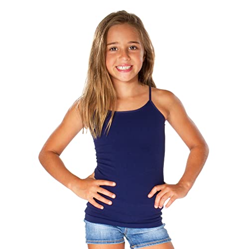 Girl’s Full Sleeveless Camisole Tank Tops – Stretch Undershirts Cami Comfortable Camis (One Size Fits Ages 4-7)