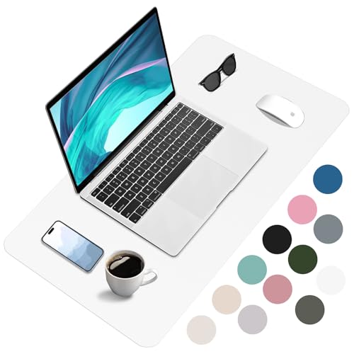 Zanfqvo Schreibtischunterlage 80x40cm - Mauspad XXL aus PU-Leder, Wasserdicht und rutschfest - Multifunktionales schreibunterlagen - tischunterlage für Büro/Home/Laptop (Weiß)