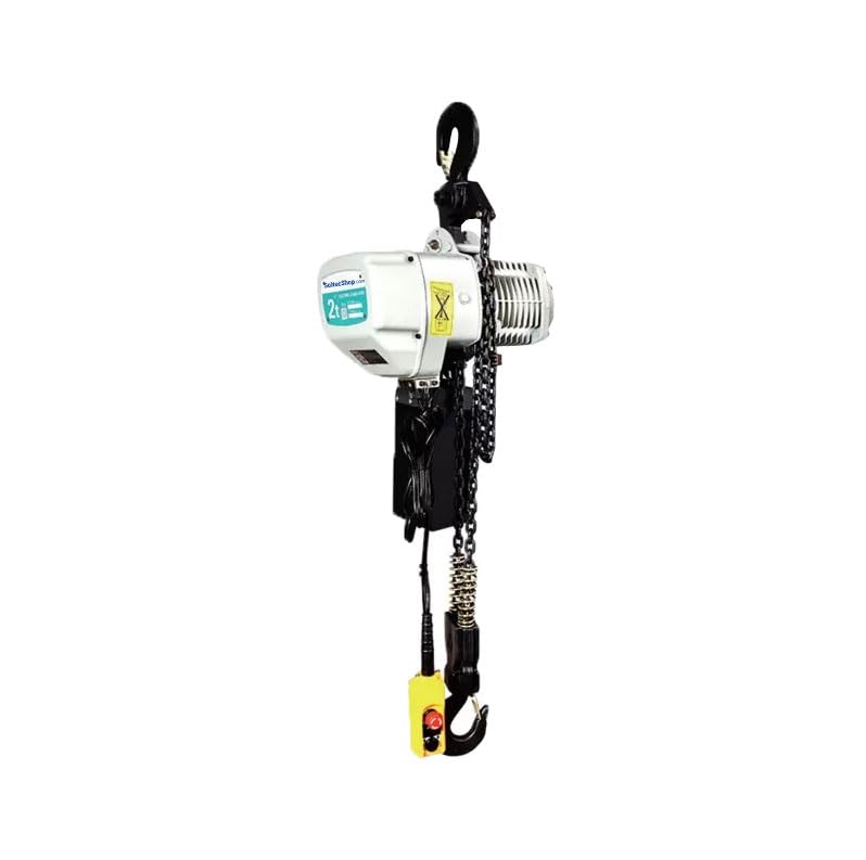 Polipasto eléctrico de cadena 1 tonelada 5 m – Elevador eléctrico profesional con mando a distancia, cadena de acero y freno magnético – Estructura de aluminio, certificado CE