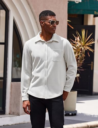 Image of COOFANDY Men's Casual Shirt Long Sleeve Button Down Lightweight Flannel Shirts
