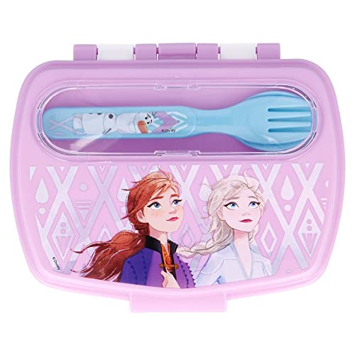 Stor 8412497510092Rectangular Sandwich Box with Cutlery, Frozen Ll Elements, Estándar - Image 2