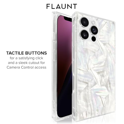 Coque MagSafe iPhone 16 Pro Flaunt carrée antichoc nacre blanche