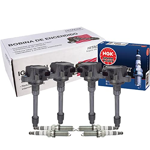 Hitachi 4 Ignition Coils & NGK 4 Iridium IX Spark Plugs Kit For Honda Civic 2.0 Fit 1.5 L4