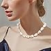 EleQueen Baroque Cultured Pearl Statement Irregular Choker Necklace for Women, Vintage Trendy Beads Jewelry Gift, 19Inch, Ivory Gold-Tone