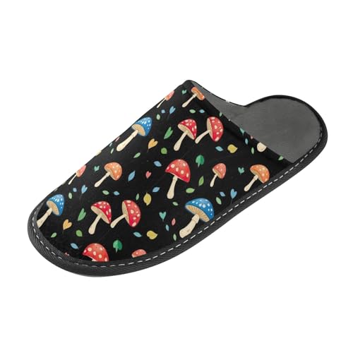 ODAWA Mushrooms Leaves Memory Foam House Slippers Shoes for Grandma Mom, Washable Slip On House Shoes for Women Size 4-52