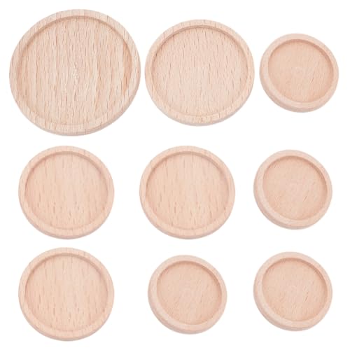 Plateau en bois miniature OLYCRAFT 1/12 | 9 mini plateaux ronds 4 tailles pour maquette
