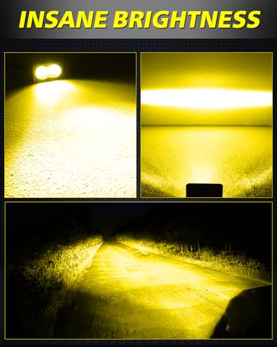 Image of SAE Yellow LED Fog Lights 3 inch 40W CREE LED Street Legal Fog Lights | SAE DOT Approved Compliant, High Intensity CREE LEDs, Cut-off Beam Fog Lights for Truck Motorcycle Pickup SUV Car Surron