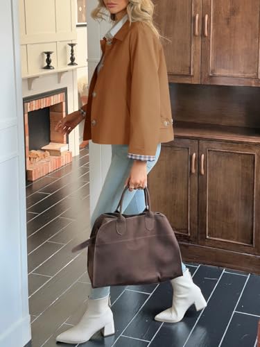 Image of Tankaneo Womens Cropped Trench Coat Lightweight Single Breasted Jacket Fall Windbreaker Fashion Outerwear