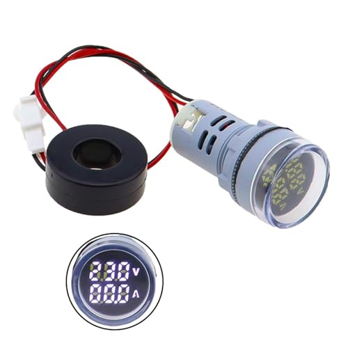 交流電圧表示デジタルLED電圧計 22mm AD16-22DVA 丸型 LED 60-500V 電流計 デジタル電圧電流アンペアメーターインジケーター(WHITE)