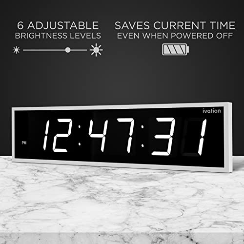 Ivation Oversized Digital Wall Clock with Large LED Display & Timer, 36" - Image 4