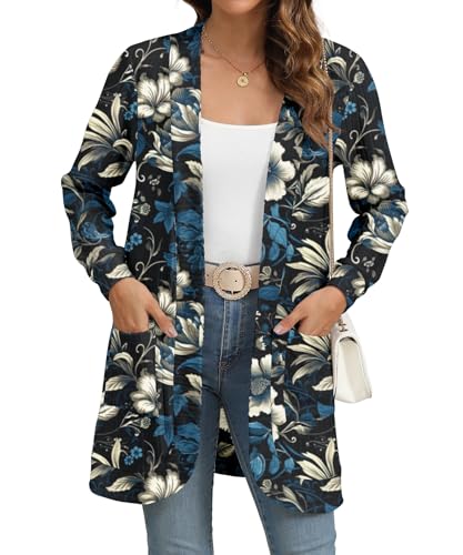 Image of YSYOKOW Cardigan Sweaters for Women Long Sleeve Open Front with Pockets | Long Cardigans for Women Lightweight Soft Casual Dressy Loose Fit Cardigan Sweater with Pockets for Work and Office