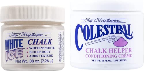 Kit de grooming para cães Chris Christensen White Ice Chalk e Colestral Chalk Helper Conditioning Crème, 227 g + 480 mL