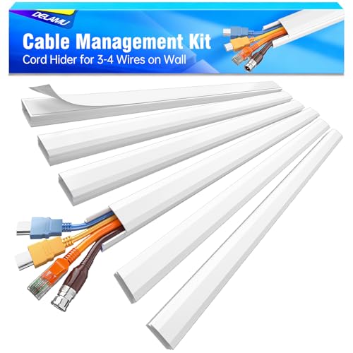 Image of [2020 Upgrade] Cable Concealer, PVC Cord Cover, 94.5in Paintable Cord Hider to Hide Wires for TV & Computers in Home Office 6X L15.75in W1.18in H0.67in, White CC02