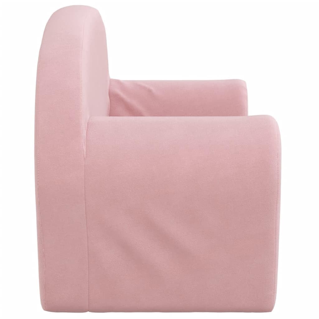 vidaXL Canapé-lit pour Enfants 2 Places, Lit de Jour avec Dossier et Accoudoirs, Lit d'Invité, Meuble de Chambre Salon, Rose Peluche Douce