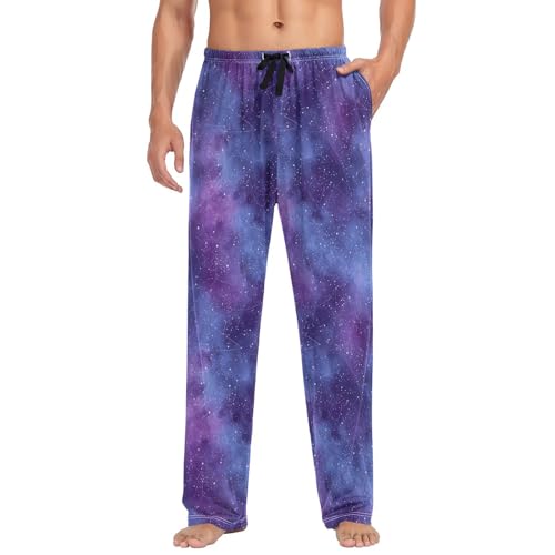 Men's Pajama Pants Space Galaxy Purple Pajama Pants for Men PJs Bottoms Drawstring Pockets Sleep Lounge Pants S3