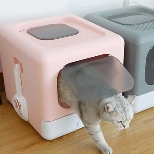 Caixa de Areia para Gatos Fechada, Trava Deslizante, Esteiras de Malha, Material PP, Dobrável, Supri