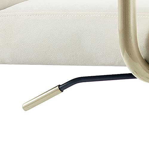Elle Decor Giselle Modern Home Office Desk Chair, High Back Adjustable Computer Chair With Gold Arms, Base And Wheels, Velvet Fabric, Cream #TOP6