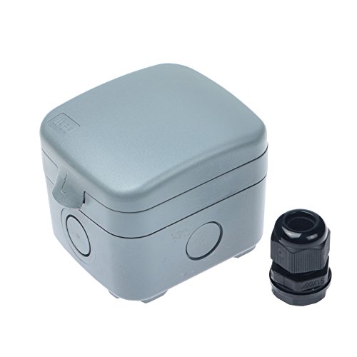 Weatherproof Fused Protection Switch,NineLeaf IP66 Waterproof Junction Box IP66 Rated Weatherproof Fused Protection Switched Unit 15A Include Cable Gland -1 Gang,Suitable for Outdoor Use
