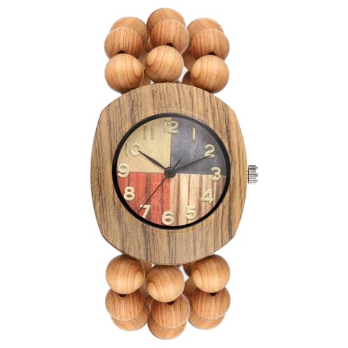 Montre élastique en bois femme en perles artisanales durables