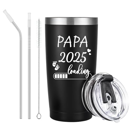 Livole Regalo per papà in attesa, regalo per papà incinta, gravidanza proclamazione, regalo per i genitori in attesa, papà 2025 Loading – Bicchiere da vino da 600 ml in acciaio inox