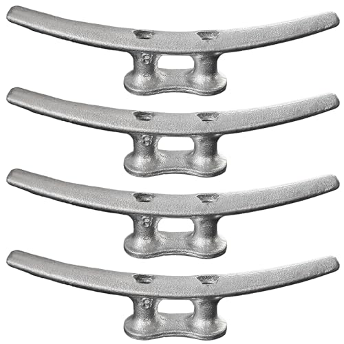 Laorde Boat Dock Cleats Galvanized 8"/10"/12" Large Cast Iron Dock Cleats Marine Grade Rope Cleat for Mooring, Pier, Deck, Tie Down (8 inch 4 Pack)