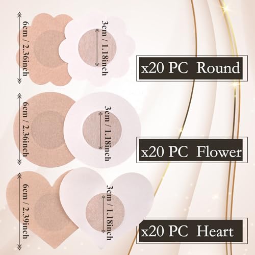 YIUERTEO 60 Peças Pasties Nipple Covers - Protetores De Mamilo Descartáveis, Protetores De Mamilo Nã