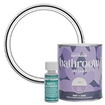 Rust-Oleum White Water-Resistant Bathroom Tile Paint in Matt Finish - Cotton (White) 750ml