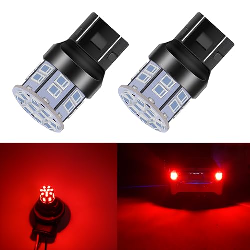 LEDYOTRY 7443 7440 LED Bulb Red Tail Brake Lights, 12V-24V Super Bright Low Power 7441 7444 W21W T20 LED Bulb Replacement for Brake Lights, Tail Lights, Turn Signal Stop Lights, Pack of 2
