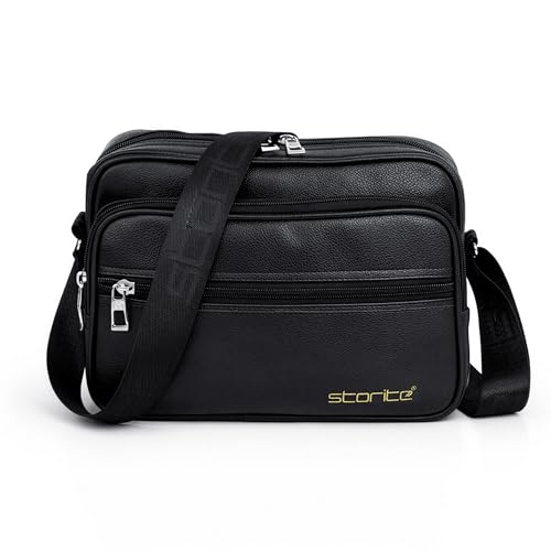 Image of Storite Stylish Small PU Leather Sling Cross Body Travel Office One Side Shoulder Bag for Men Women