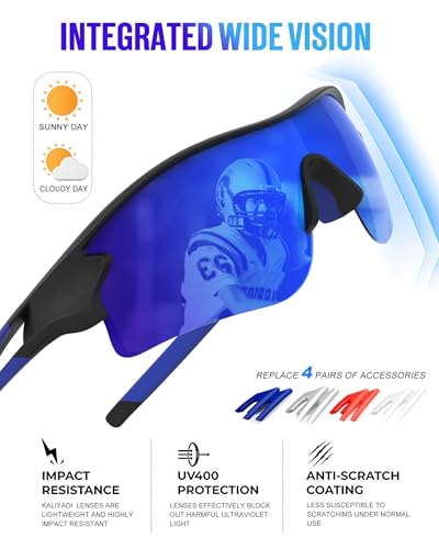 Image of KALIYADI Sports Sunglasses Polarized Sunglasses-Men: Mens Sunglasses with UV400 for Golf Running Fishing