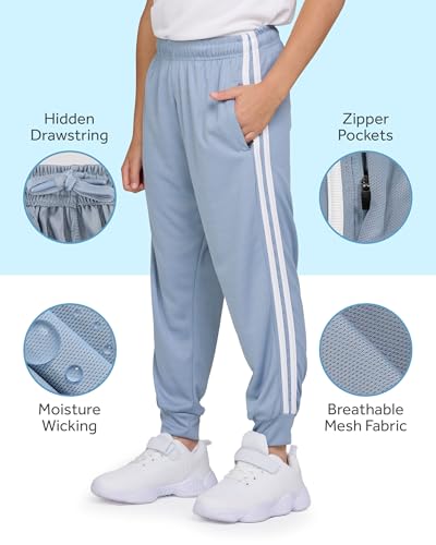 PURE CHAMP 3 Pack Boys Sweatpants Mesh Lightweight Kids Clothes with Zipper Pockets Active Quick-Dry Boys Pants Sizes 4-202