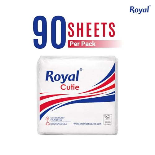 Image of Royal Cutie 1-Ply Tissue Paper Napkins for Dining Table |Pack of 6 (90 Pulls Per Pack, 540 Sheets) | Extra Soft Paper Tissue, Perfect for Events, Parties, & Everyday Use