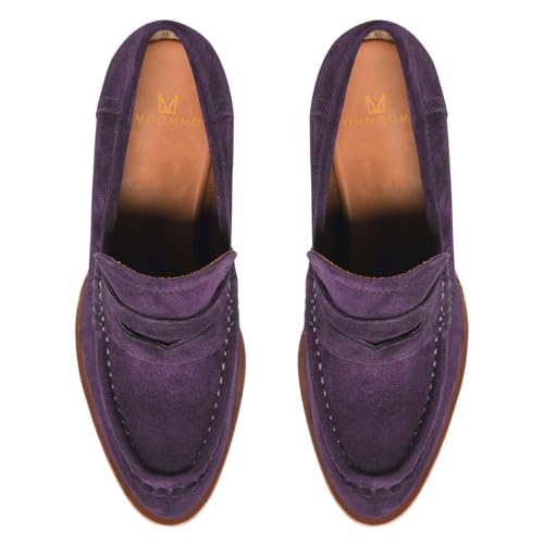 Image of MOOMMO Women Chunky Platform Loafers Pumps Round Closed Toe Slip On Penny Loafers Suede Block High Heels Oxford Shoes Formal Classic Thick Heel Dress Loafer Office Ladies Vintage Comfort 4-11 M US