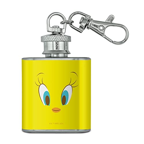 Looney Tunes Tweety Face Stainless Steel 1oz Mini Flask Key Chain