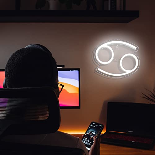 Image of The Zodiac Horoscope Neon Sign, Cancer LED Neon Signs for Wall Decor, Astrology Zodiac Horoscope Neon Lights Beautiful Spiritual, Birthday Party, Home Kids Room Decor Cancer