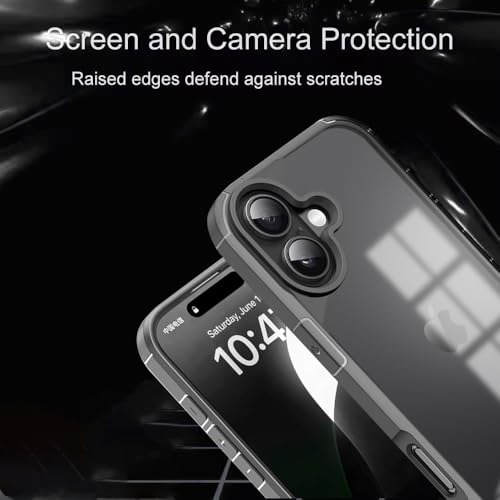 Image of KARWANBack Cover |Shockproof Bumper Case | Full Camera Protection | Raised Edges | Super Soft Side TPU | Bumper Case for iPhone 16 - Grey