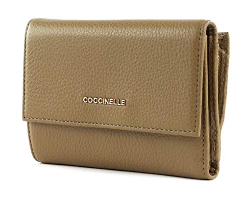 Coccinelle Leder Geldbörse Metallic Soft Wallet Grainy Leather Moss Green grün