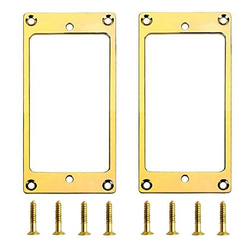 2Pcs Share Goo Metal Flat Humbucker Cover Electric Guitar Pickup Frame Mounting Ring With Screws (Glod) #TOP2