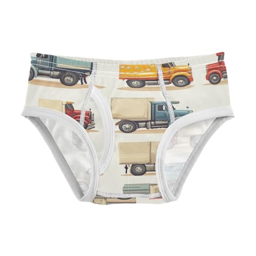 KLL Cartoon Trucks Motorcyles Toddler Boys' Soft Nighttime Underwear Breathable Undies