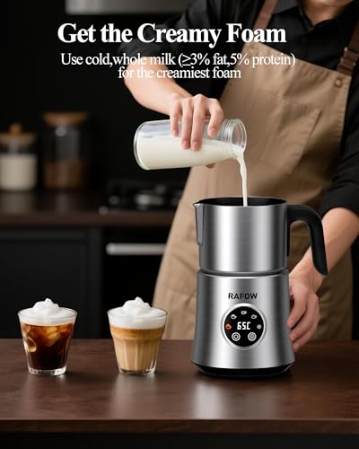 Image of 5 in 1 Electric Milk Frother: 16.9oz /500ml Large Capacity Dishwasher Safe Milk Steamer for Hot & Cold Milk Froth - Automatic Milk Frother & Warmer for Latte, Cappuccinos, Macchiato, Hot Chocolate