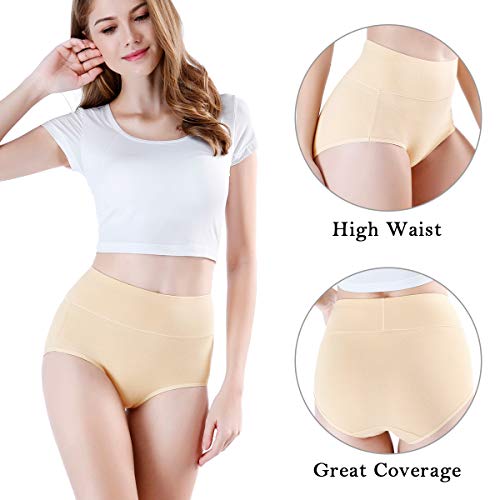 Image of wirarpa Women's Cotton Underwear High Waist Full Coverage Brief Panty Multipack