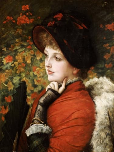 Tableau toile Mme Kathleen en robe rouge par Jacques | Portrait d'art 60x90cm
