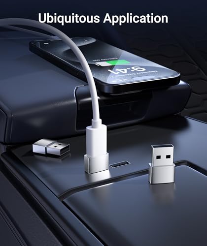 Image of Syntech USB C Female to USB A Male Adapter 3 Pack, Type C Charger Cable Power Adapter Compatible with iPad Air 7, iPhone 17 /16 /15 /14 Pro Max, Apple Watch Series 10 /9 /8, Samsung Galaxy S20 etc, Silver