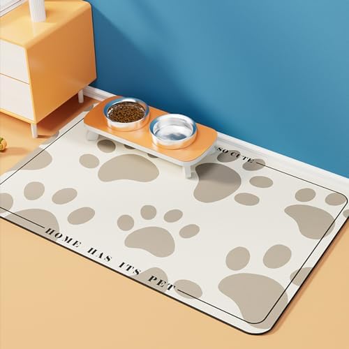 YouTik Pet Feeding Mat with Waterproof, Non-Slip Design – Absorbent Dog Food Mat Cat Bowl Placemat – No Stains Quick Dry Design, Perfect for Food and Water Dispensing, 15.8 * 23.6