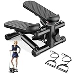 Sweetcrispy Mini Stair Steppers with Resistance Bands for Exercise at Home, Portable Exercise Twist Stepper Machine for Full Body Workout, 117kg Capacity