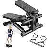 Sweetcrispy Mini Stair Steppers with Resistance Bands for Exercise at Home, Portable Exercise Twist Stepper Machine for Full Body Workout, 300LBS Capacity