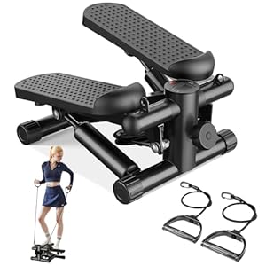 Sweetcrispy Mini Stair Steppers with Resistance Bands for Exercise at Home, Portable Exercise Twist Stepper Machine for Full Body Workout, 300LBS Capacity